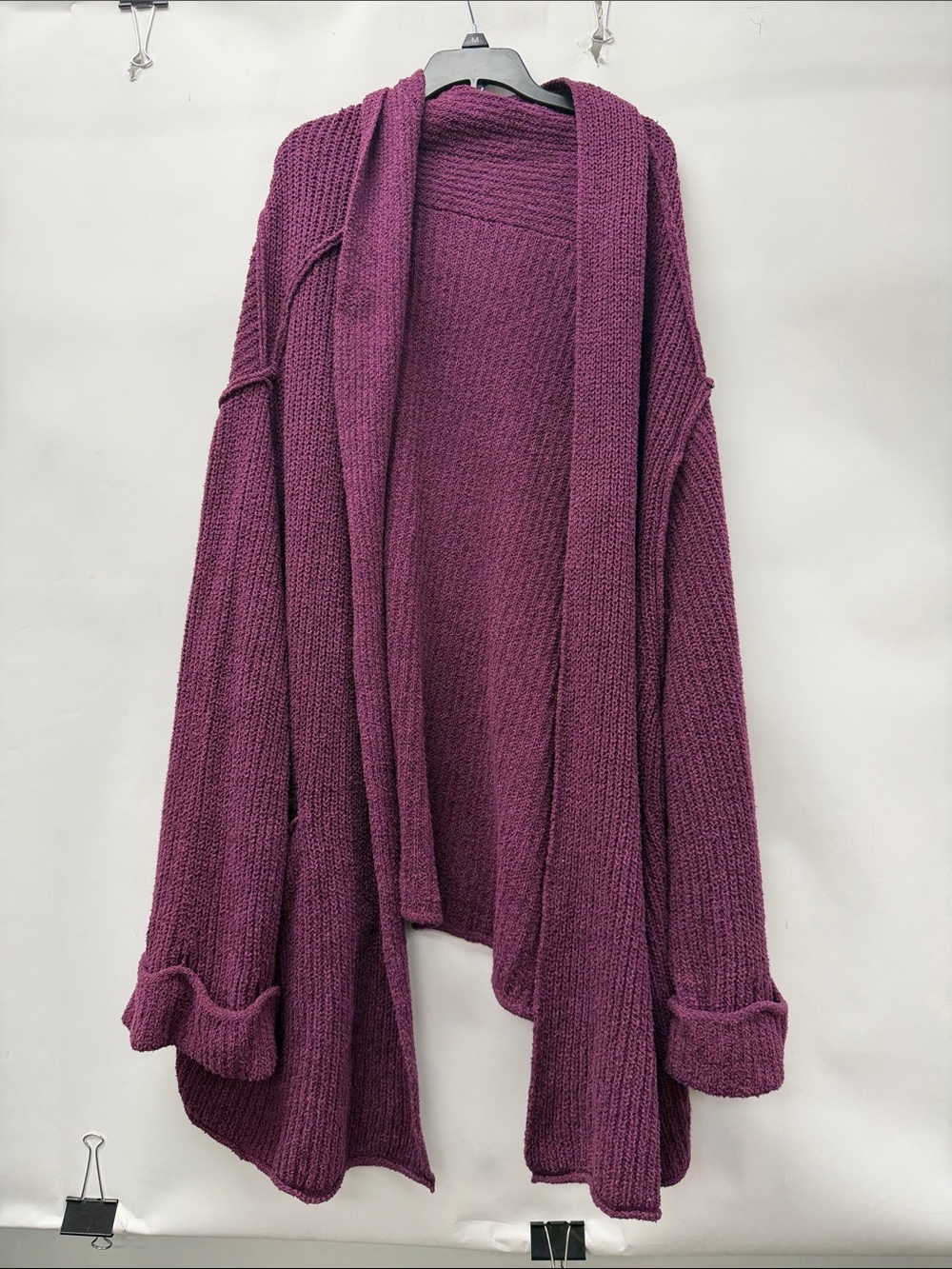 Free people Oversized Wine colored Open-Front Knit Cardigan Sweater